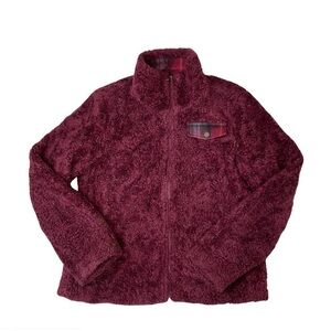 BURGUNDY SHERPA ZIP UP JACKET